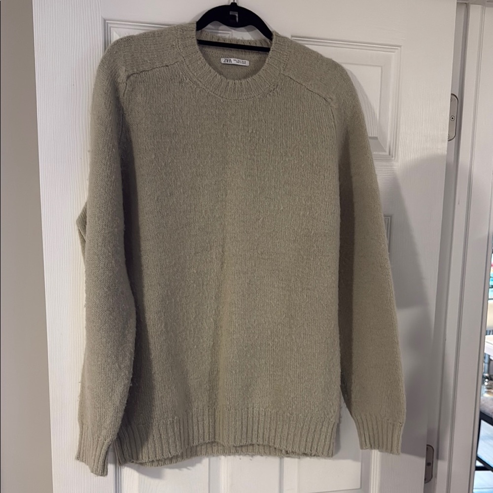 Zara Tan Crewneck Sweater Knit Classic